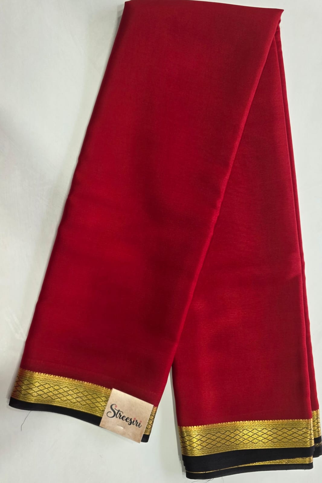 Pure Mysore Crepe - Maroon & Black