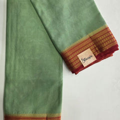 Mango Pista Green Red Semi Crepe Silk Saree