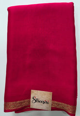 Crepe Silk Small Border -Red