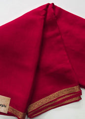Crepe Silk Small Border -Red