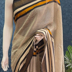 Stripes Silk Black cream Maheshwari Silk Saree