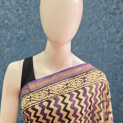 Zigzag Black Purple Maheshwari Silk Saree