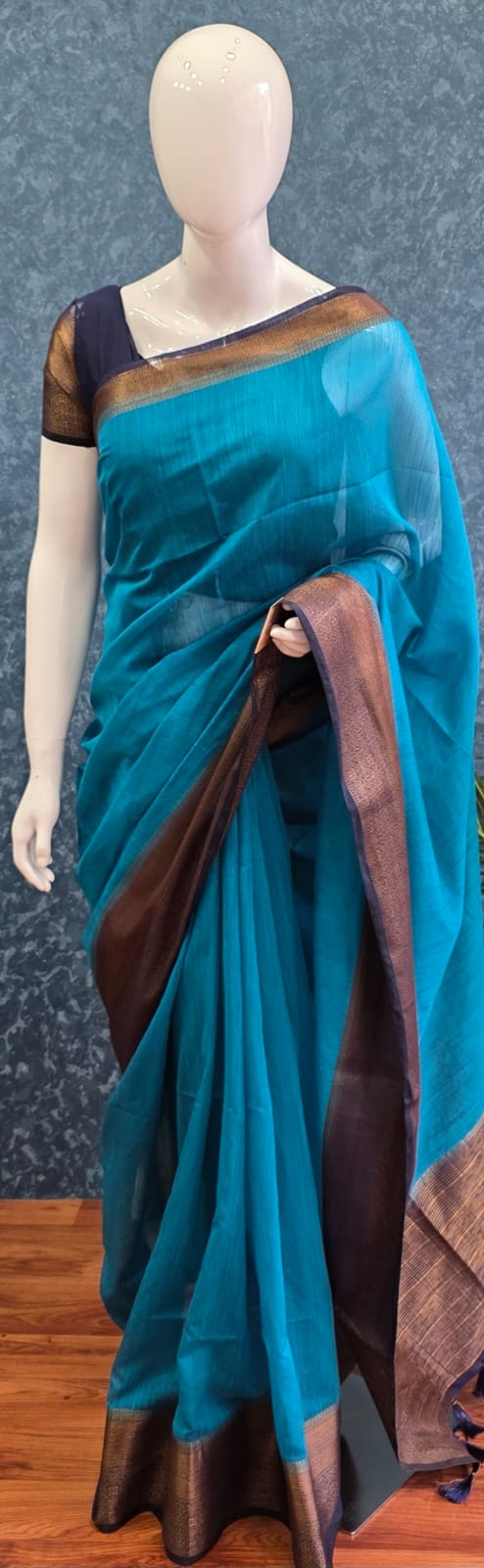 Jute Silk - Blue  Navy Blue Blouse