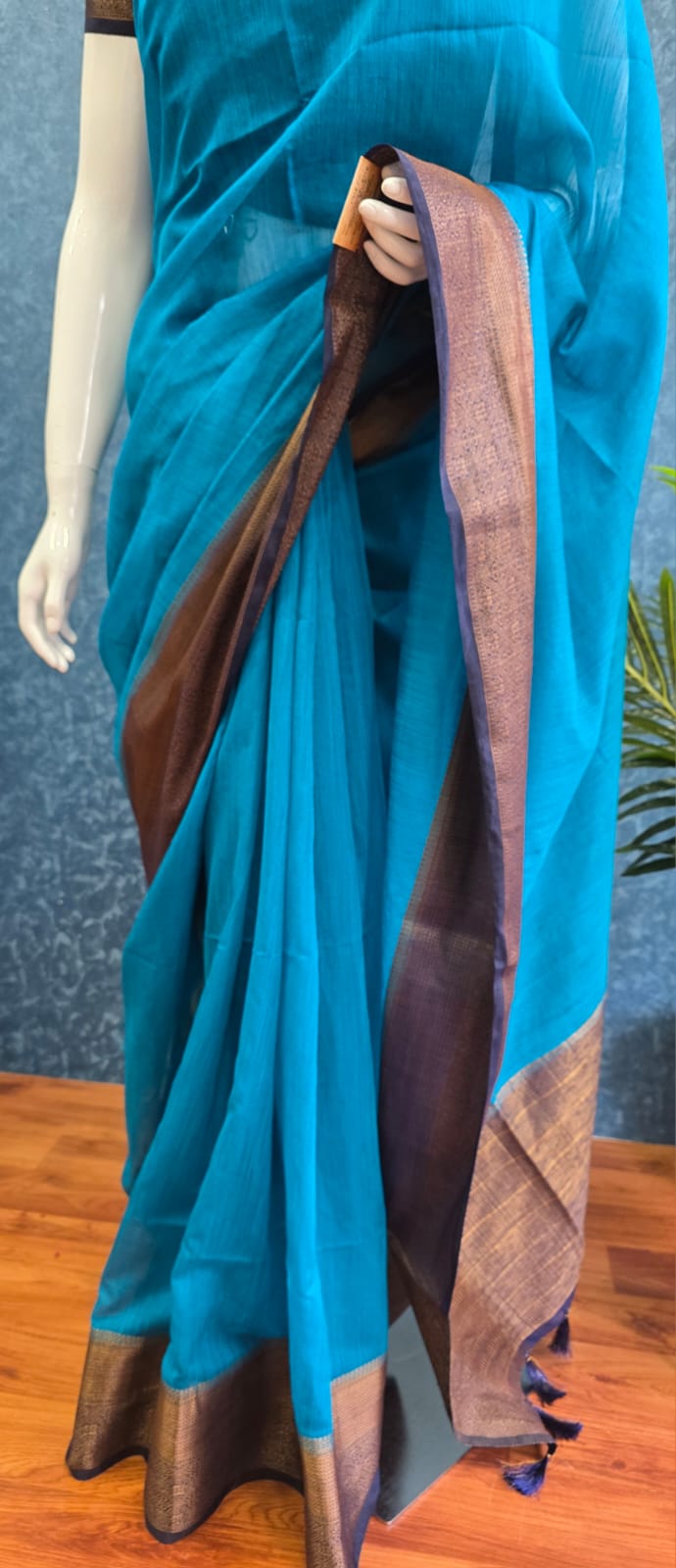 Jute Silk - Blue  Navy Blue Blouse