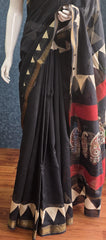 Maheshwari silk - Black Cream Triangle