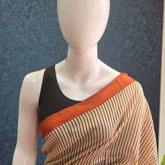Stripes Red Cream Black Maheshawari Silk Saree