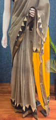 Maheshwari- Black Checks/Yellow Pallu