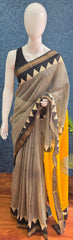 Maheshwari- Black Checks/Yellow Pallu