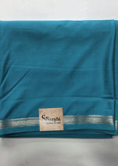 Small Border Crepe Silk Blue