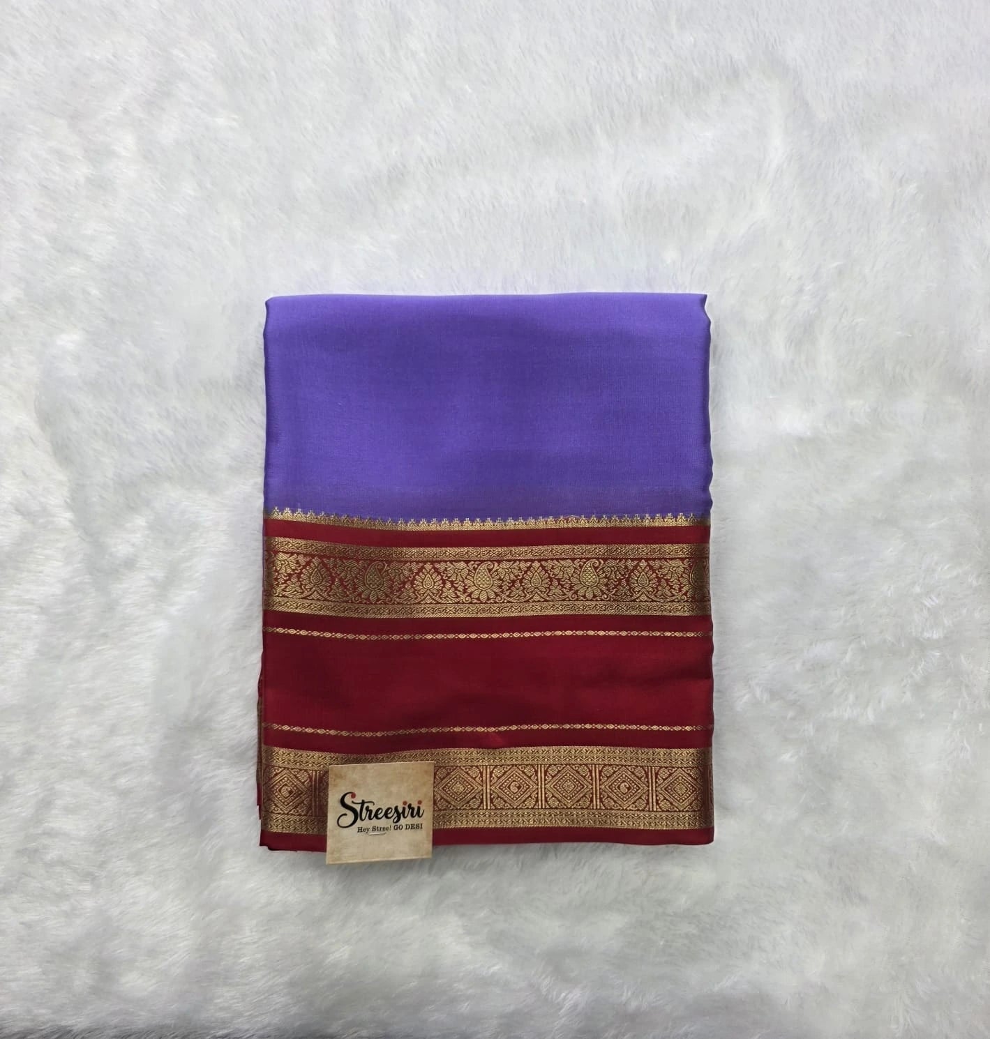 Pure Mysore Crepe Lavender Red