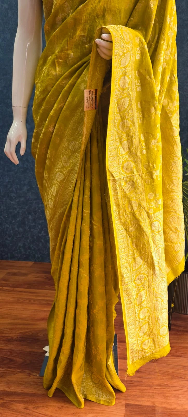 Crush Matka Silk Mustard Gold
