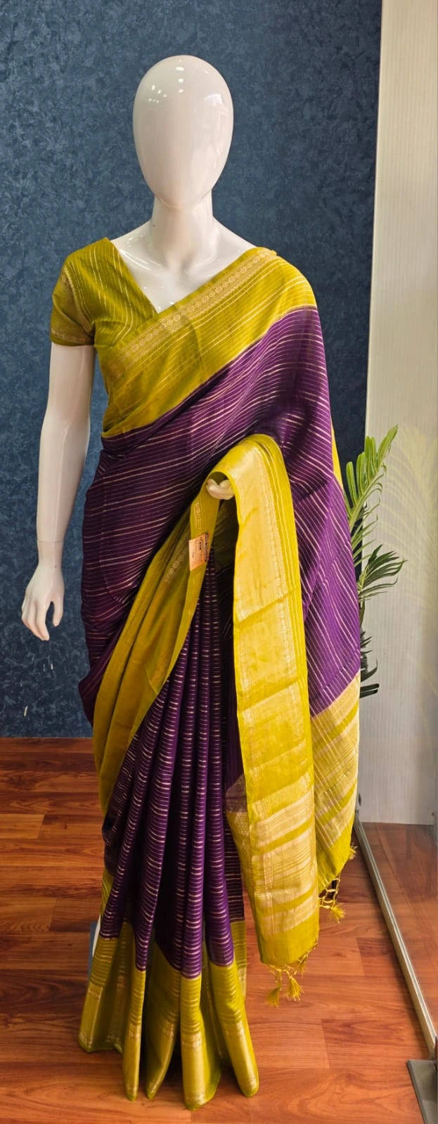 Assam Silk Purple Mehandi Green