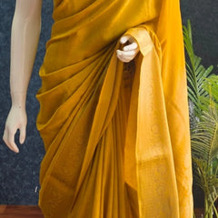 Soft Yellow Semi Silk Saree