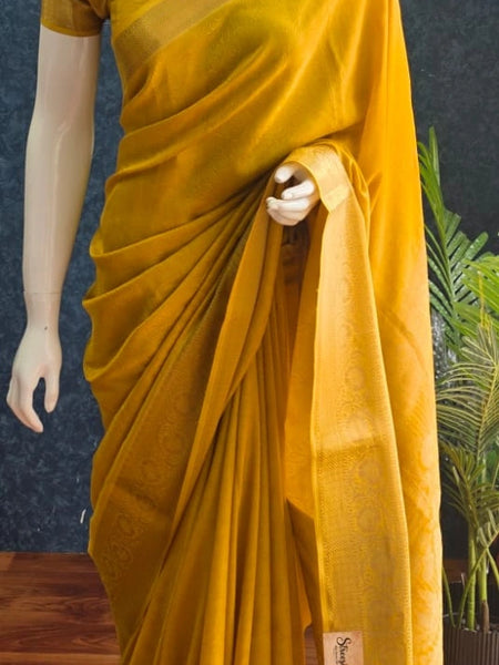 Soft Yellow Semi Silk Saree
