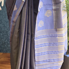 Soft Navy Blue /Blue Tissue Saree