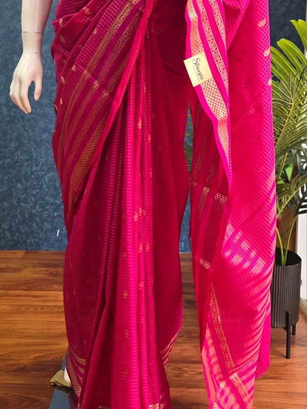 Bentex Border Pink Semi Silk Saree