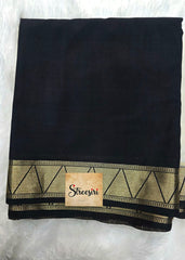 Semi Mysore Crepe- Black and White