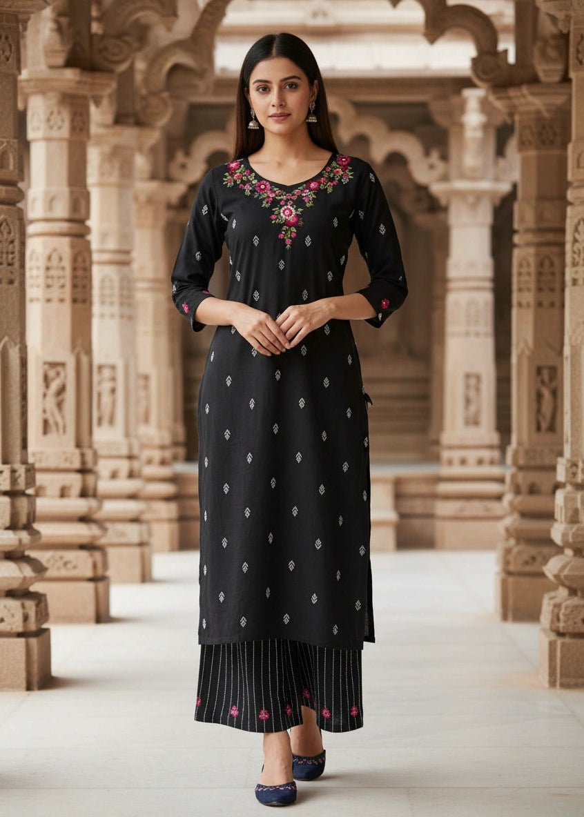 Cotton 2PC Kurti Navy Blue