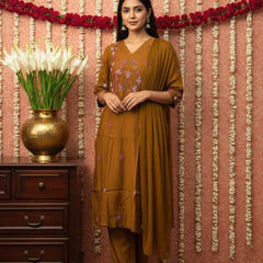 Roman 3Piece Copper Silk Suit