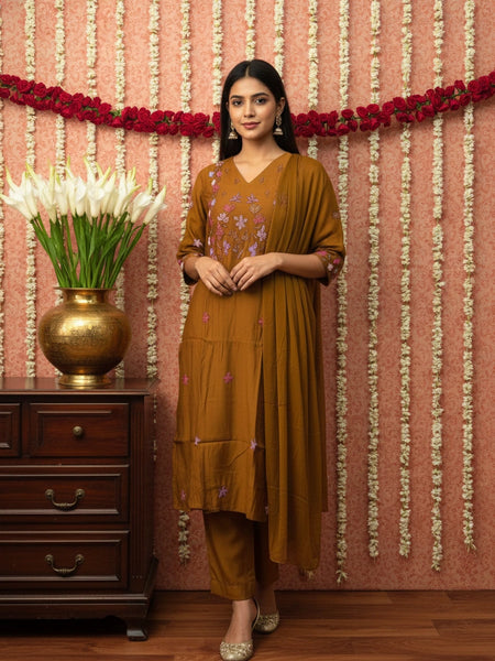 Roman 3Piece Copper Silk Suit