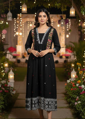 Cotton Embroider Frock Black