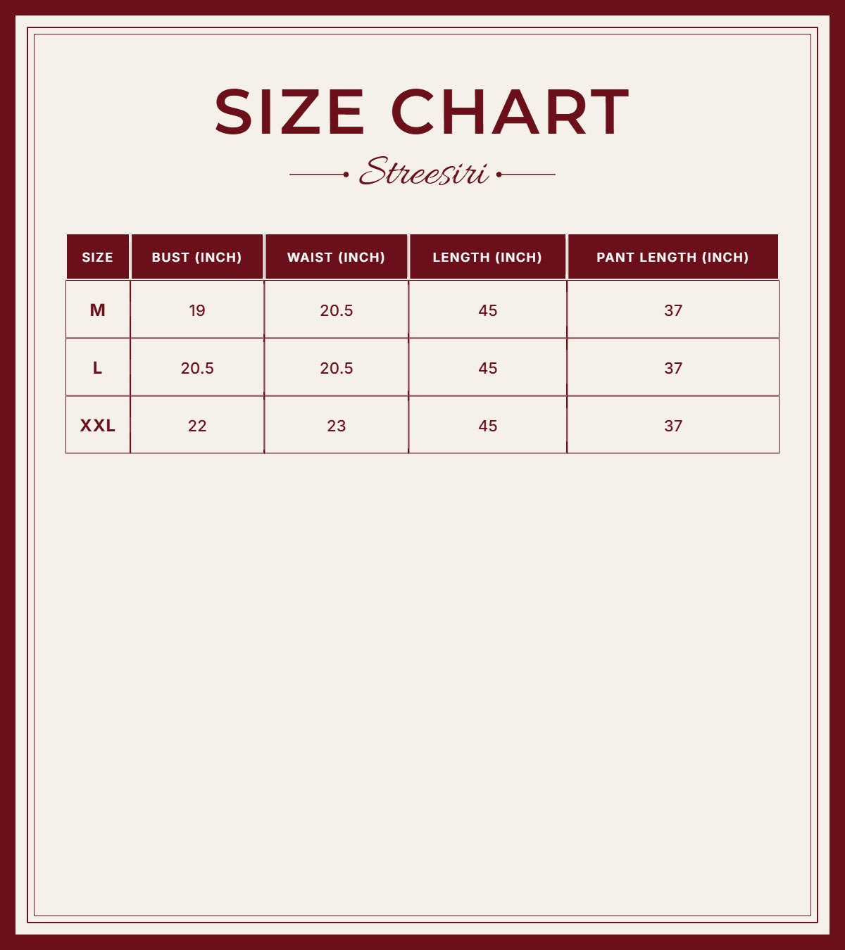 Size Chart for Party Wear 3Piece Rama Green Suit